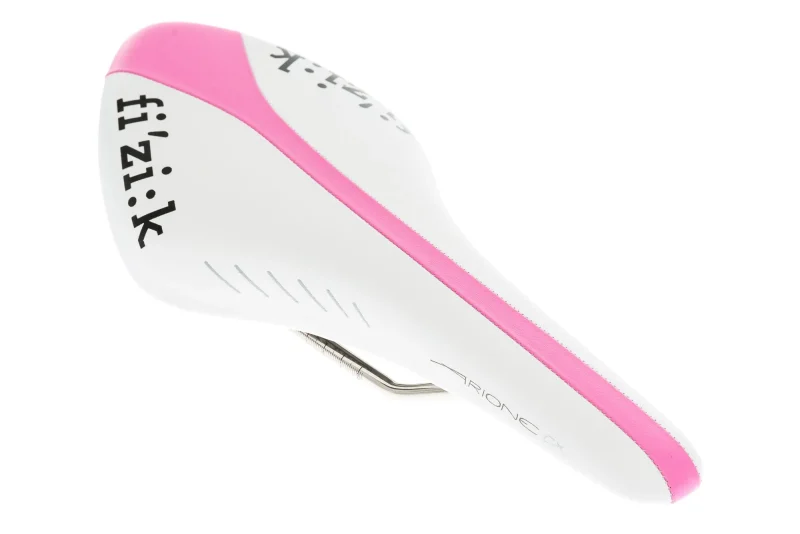 fizik arione cx saddle 132mm k ium rails white pink comfortable bike seat