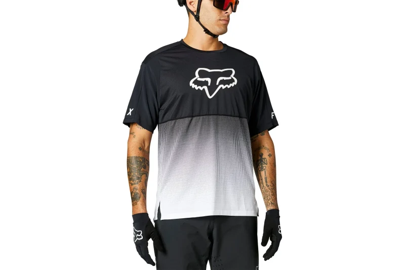 fox racing flexair black white ss jersey