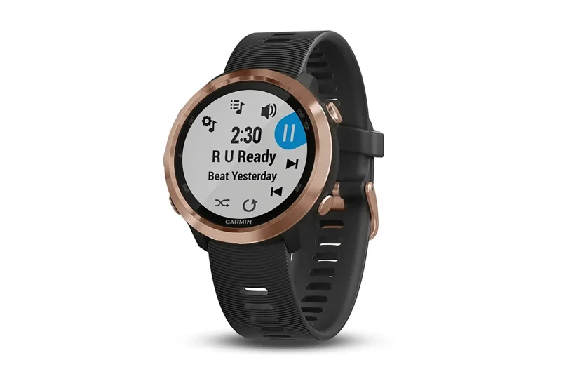 garmin forerunner 645 music smartwatch black with rose gold bezel