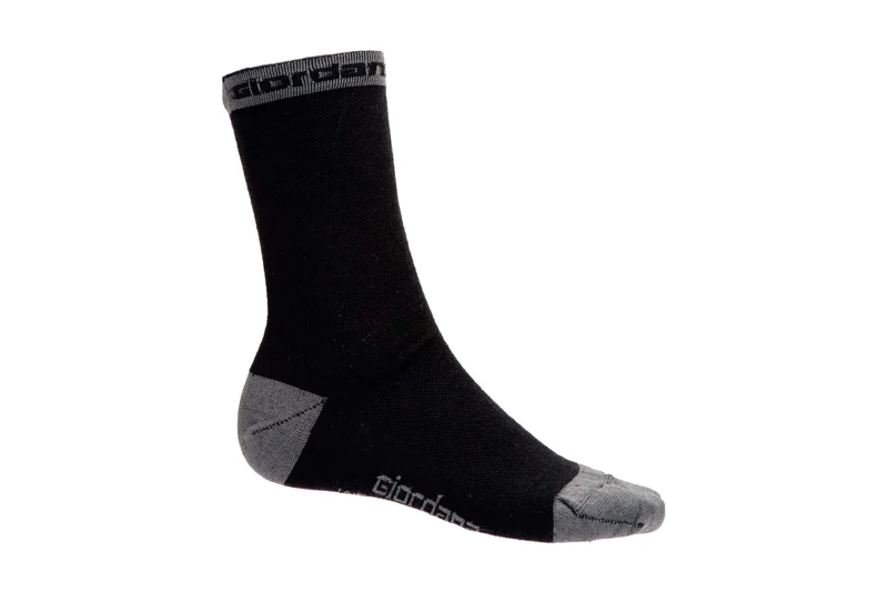 giordana merino wool tall cuff socks black w grey