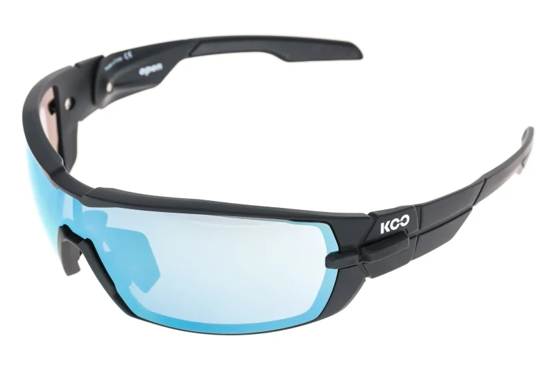 koo matte black sunglasses with superblue clear lenses