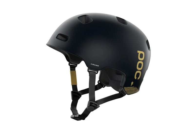 poc crane mips fabio edition bike helmet uranium black matte gold