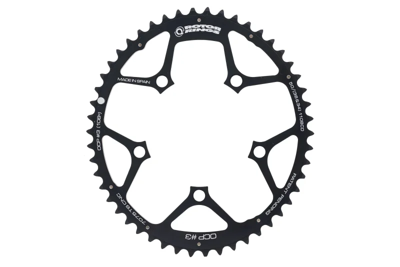 rotor aero q ring ocp 3 50t 110mm bcd 10 speed chainring black