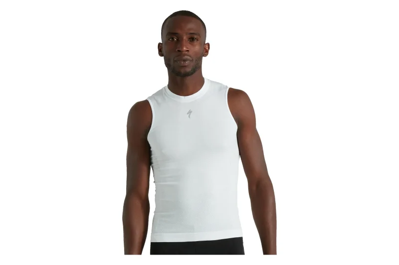 seamless sleeveless base layer white