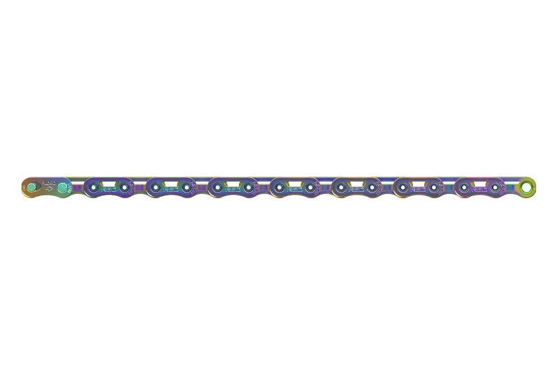 sram red e1 flattop chain 12 13 speed 126 links powerlock rainbow finish